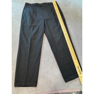 Linea Uomo Men's Black Wool Dress Pants Size 41x29 Flat Formal Classic Fit